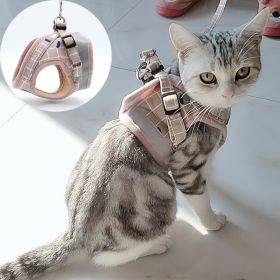 Fashion Plaid Cat Harnesses for Cats Mesh Pet Harness and Leash Set Katten Kitty Mascotas Products for Gotas Accessories (Color: Black Mesh, Color / Size: S-suit 1.3-3kg)