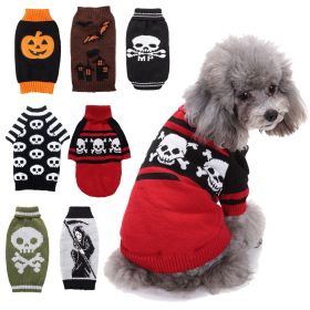 Pet Dog Halloween Costume Pumpkin Skull Death Pattern Pet Knit Sweater (Option: TypeGhostXS)