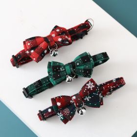 2pcs Christmas Snowflake Checker Bowknot Bell Cat Collar Safety Buckle Removable Pet Collar ; dog Christmas Bell collar (Option: ColorRed)