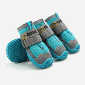 Pet Non-Skid Booties, Waterproof Socks Breathable Non-Slip with 3m Reflective Adjustable Strap Small to Large Size (4PCS/Set) Paw Protector (Color: Blue, Color / Size: XL)