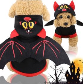 Pet Black Bat Wing Costume Hooded Winter Warm Sweater Halloween Costume (Color / Size: XS)