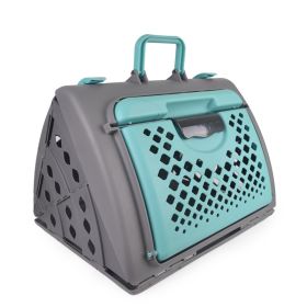 Pet Foldable Travel Cat Carrier - Front Door Collapsible Carrier Plastic Cat Lightweight Carrier (Option: colorblue)