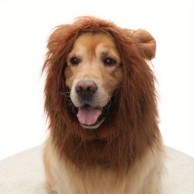 Adjustable Lion Wig with Ears for Dogs - Cute and Fun Mane Costume for Your Pet (Color: Coffee, Color / Size: L)