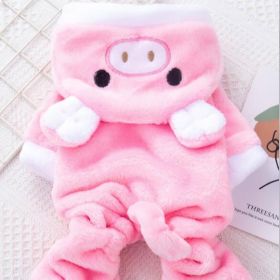 Pet Apparel; Piggy Shaped Winter Warm Flush Clothes For Doggy (Color: Pink, Color / Size: S)