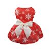 Fancy Christmas Dress for Dogs w/ Snowflakes Cute Red White Bow Pet Clothes Skirt Christmas Print Matching Dog Clothing For Small & Medium Dogs