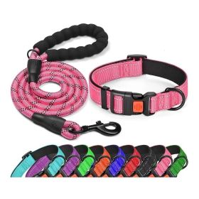 No Pull Dog Harness; Adjustable Nylon Dog Vest & Leashes For Walking Training; Pet Supplies (Color: Pink, Color / Size: M)