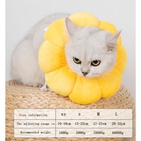 Puppy & Cat Plush Floral Shape Soft Elizabethan Adjustable Collar For Cat Wound Healing Protective (Color: Yellow, Color / Size: M)