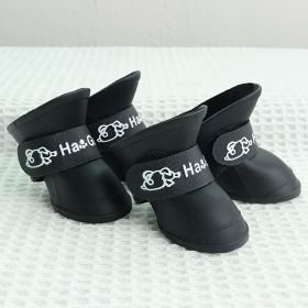 Dog Adjustable Straps & Waterproof Outdoor Booties For Snow & Rain (Color: Black, Color / Size: S)