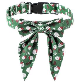 Snowflake Christmas Pet Collar Santa Bow Tie Bandana Collar w/ Adjustable Buckle For Dogs And Cats (Color: Dark Green, Color / Size: S)