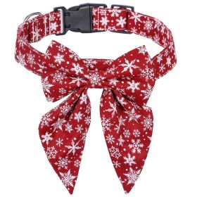 Snowflake Christmas Pet Collar Santa Bow Tie Bandana Collar w/ Adjustable Buckle For Dogs And Cats (Color: Burgundy, Color / Size: S)