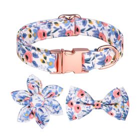 1pc Adjustable Soft Dog Collar With Print Flower Multicolor Cute Patterns (Color: Dodge Blue, Color / Size: L)