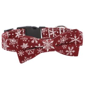 Snowflake Christmas Pet Collar Santa Bow Tie Bandana Collar w/ Adjustable Buckle For Dogs And Cats (Color: Red, Color / Size: S)