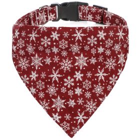 Snowflake Christmas Pet Collar Santa Bow Tie Bandana Collar w/ Adjustable Buckle For Dogs And Cats (Color: Brick Red, Color / Size: S)