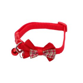 Bowknot Cat Collars; Pet Collar With Bell & Buckle; Cute Pet Supplies For Decoration (Color: Red, Color / Size: M)