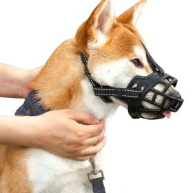 Dog Muzzle Dogs; Prevents Chewing and Biting; Basket Allows Panting and Drinking-Comfortable; Humane; Adjustable; With light reflection (Color: Reflective black, Color / Size: No.1)