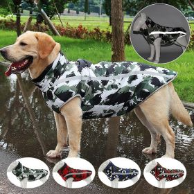 Winter windproof dog warm clothing; dog jacket; dog reflective clothes (Use: Blue grid, Color / Size: 5XL)