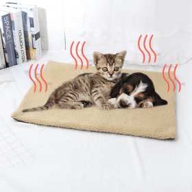 Self Heating Pet Mat; Non-Electric Pet Warming Pad; Self Warming ; Extra Warm Pet Mats For Dog & Cat (Color: Beige, Color / Size: 60*45cm/23.6*17.7in)