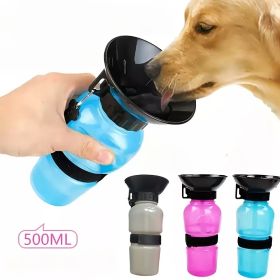 1pc Dog Water Bottle; Plastic Dog & Cat Water Bottle Mug 500ml For Outdoor Travel (Option: ColorGrey)