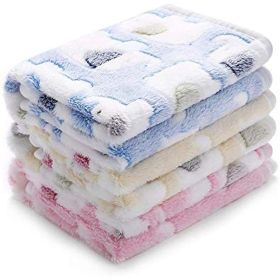 1 Pack 2 Blankets Super Soft Fluffy Premium Cute Elephant Pattern Pet Blanket Flannel Throw for Dog Puppy Cat (Color: Blue, Color / Size: Large (Pack of 2))