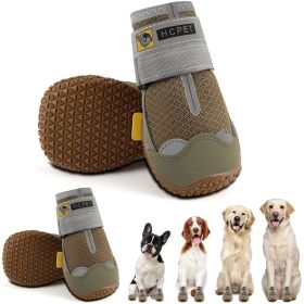 Dog Boots Breathable Dog Shoes for Small Medium Large Dogs; Waterproof Anti-Slip Puppy Booties Paw Protector for Hot Pavement Winter Snow Hiking with (Color: Black, Color / Size: #3 (width 1.77 inch) for 31-38 lbs)