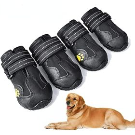 Dog Boots; Waterproof Dog Shoes; Dog Booties with Reflective Rugged Anti-Slip Sole and Skid-Proof; Outdoor Dog Shoes for Medium Dogs 4Pcs (Color: Black, Color / Size: Size 3)