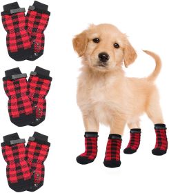 Chrismas Anti-Slip Dog Socks; Waterproof Paw Protectors with Reflective Straps Traction Control for Indoor & Outdoor Wear; 4pcs (Use: Yellow dog claw, Color / Size: M(4 packs only))