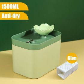 1.5L Auto Cat Water Fountain Filter USB Electric Mute Cat Drinker Bowl Recirculate Filtring Drinker Dog Pet Drinking Dispenser (Ships From: China, Color: USB Green Anti-dry)