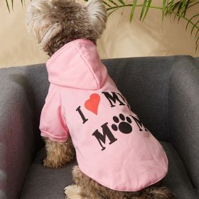 Pet Hoodie For Small & Medium Dogs; I Love My Mom Dog Hoodie Cat Shirts; Cute Pet Apparel (Color: Pink, Color / Size: L)