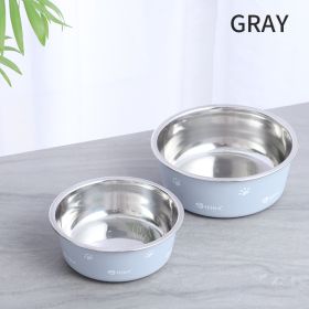 Dog Bowl Cat Bowl For Food And Water, Stainless Steel Pet Feeding Bowl, Durable Non-Skid Insulated Heavy Duty With Rubber Bottom For Medium Large Dogs (Color: gray, Color / Size: L)