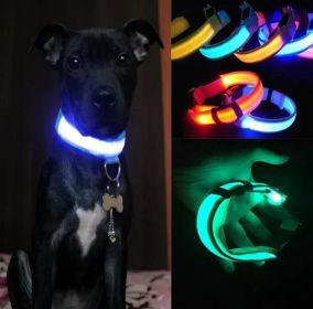 Pet Dog Nylon Safety Collar LED Light Puppy Necklace Dog Accessories (Option: colorpink)