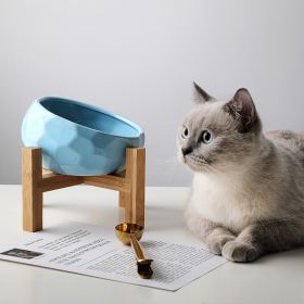 Pet bowl oblique mouth cat bowl food bowl dog bowl method bucket food bowl (Option: colorblue)