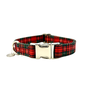 Adjustable Collar - Quick Release Metal Alloy - Red Plaid (Color: Red Plaid, Color / Size: large)