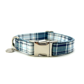 Adjustable Collar - Quick Release Metal Alloy - Blue Plaid (Color: Blue Plaid, Color / Size: large)