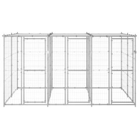 Outdoor Dog Kennel Galvanized Steel with Roof 78.1 ft¬Home Life Boutique" (Option: Silver)