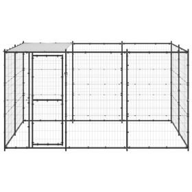 Outdoor Dog Kennel Steel with Roof 78.1 ft¬Home Life Boutique" (Option: Black)