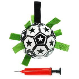 Dog Soccer Ball Toys with Straps, Interactive Dog Toy for Tug of War, Puppy Birthday Gifts, Dog Tug Toy, Dog Water Toy (Color: Black and white, Color / Size: M)