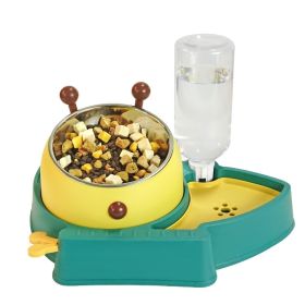 Elevated Tilted Food and Water Bowl Set, Raised Bowl with Automatic Water Dispenser Bottle for Cats and Small Dogs Kitten Puppy (Option: ColorForest Green)