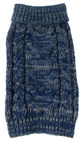 Classic True Blue Heavy Cable Knitted Ribbed Fashion Dog Sweater (Option: SizeSmall)