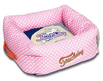 Touchdog Polka-Striped Polo Easy Wash Squared Fashion Dog Bed (Option: SizeLarge)