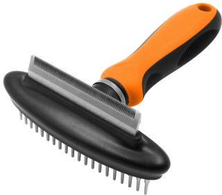 Pet Life Flex Series 2-in-1 Dual-Sided Grooming Undercoat Pet Rake and Deshedder (Option: colorOrange)