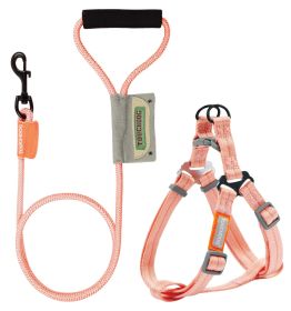 Touchdog 'Macaron' 2-in-1 Durable Nylon Dog Harness and Leash (Color: Pink, Color / Size: medium)