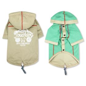 Touchdog 'Cloudburst' Waterproof Reversible Dog Raincoat (Color: Khaki, Color / Size: small)