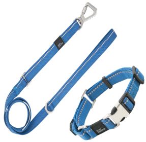 Pet Life 'Advent' Outdoor Series 3M Reflective 2-in-1 Durable Martingale Training Dog Leash and Collar (Color: Blue, Color / Size: large)