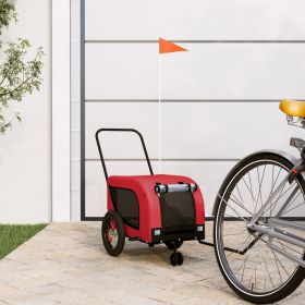 Pet Bike Trailer Red and Black Oxford Fabric and Iron (Option: ColorRed)