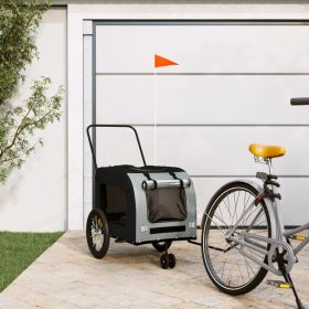 Pet Bike Trailer Black and Gray Oxford Fabric and Iron (Option: ColorBlack)