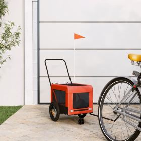 Pet Bike Trailer Orange and Black Oxford Fabric and Iron (Option: colorOrange)