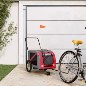 Pet Bike Trailer Red and Gray Oxford Fabric and Iron (Option: ColorRed)