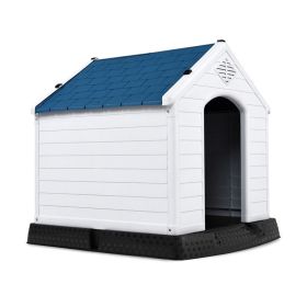 Indoor & Outdoor Waterproof Plastic Pet Puppy House (Color: White & Blue, Color / Size: 28''H)