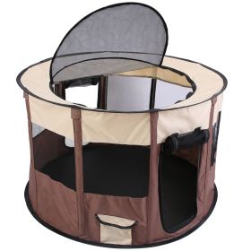 Foldable Playpen for Dog with Carry Bag Portable Travel Waterproof Indoor Outdoor Pet Cage Tent Detachable Upper Cover For Dog Cat Rabbit (Color / Size: S)