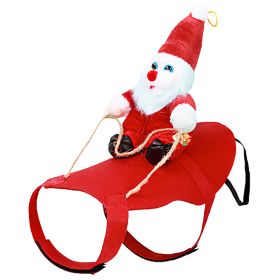 Pet Christmas Costumes Red Winter Coat for Dog Riding Santa Claus with Bell Clothes Costumes Party Dress Up (Color / Size: S)